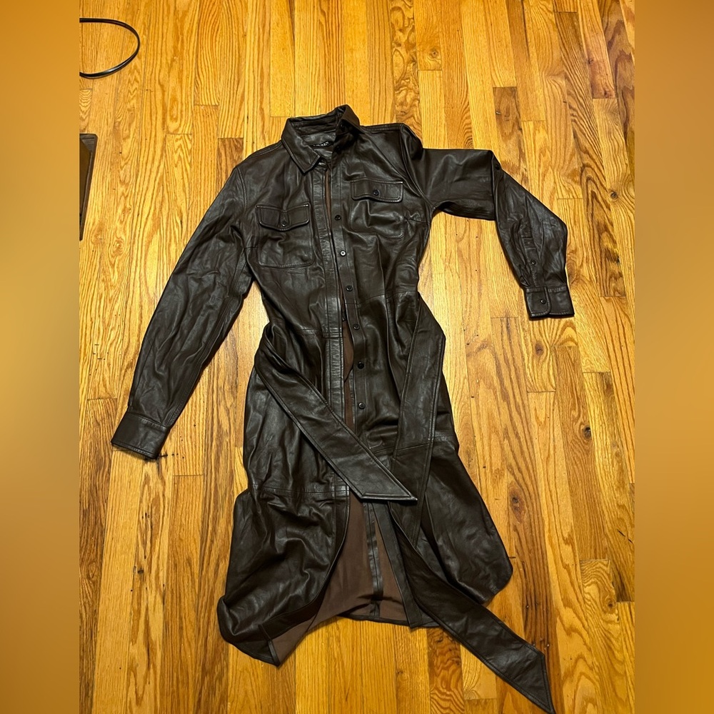 Brown leather shirt dress/Coat